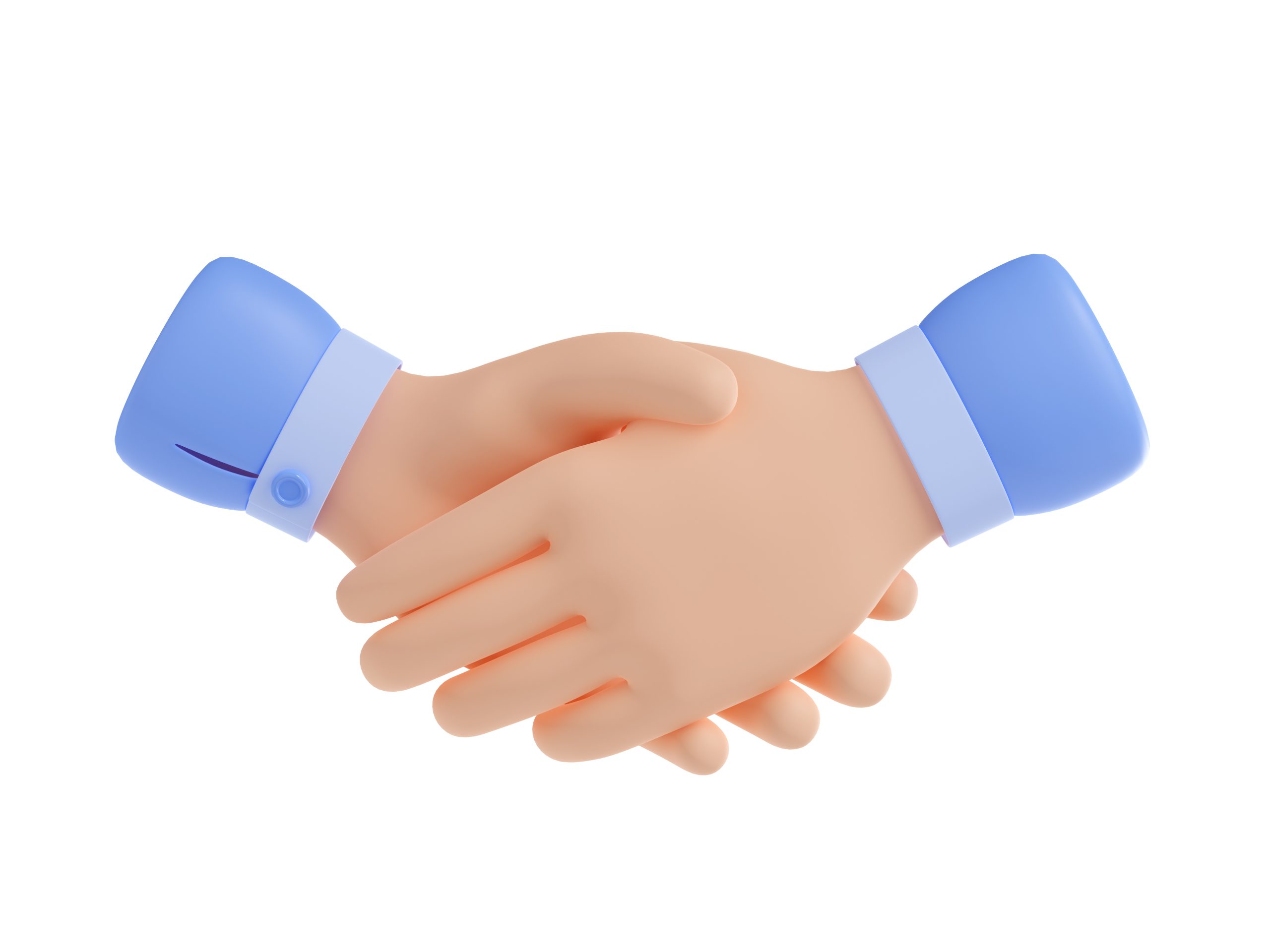 Business agreement concept shown as a 3D handshake icon
