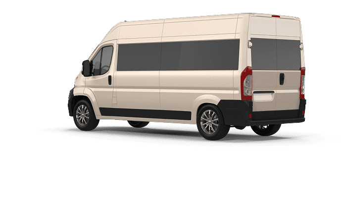 Minimalist graphic of a white van for logistics or business use